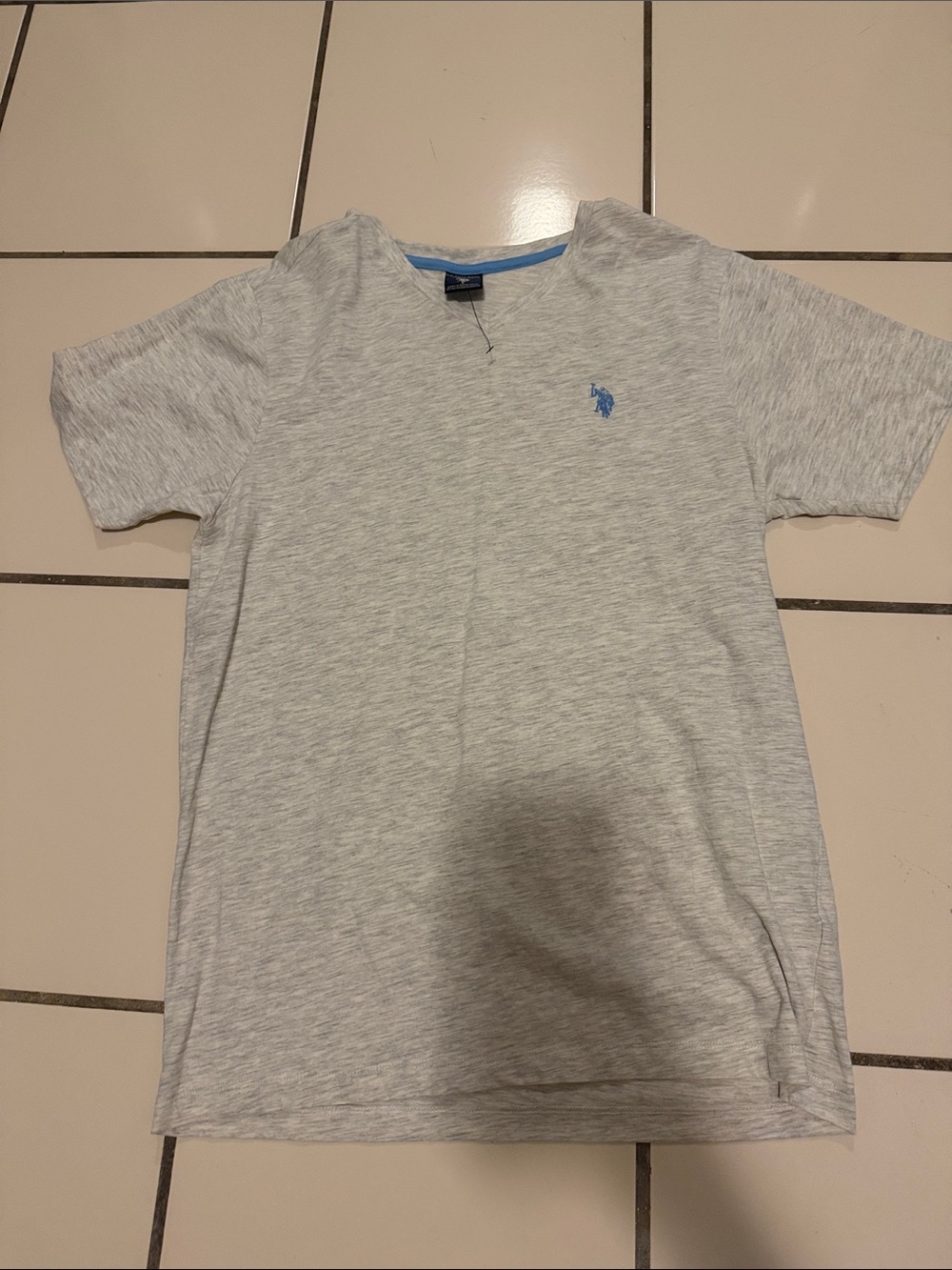 U.S. Polo Assn. Light Gray Short Sleeve Tee with Blue Logo